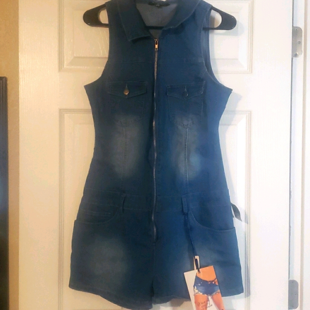 Blue jean jumper shorts